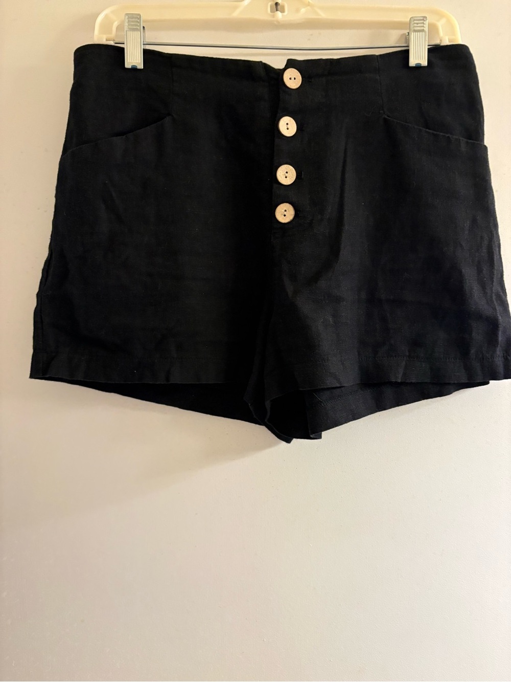 Garage Black High-Waist Button-Front Shorts